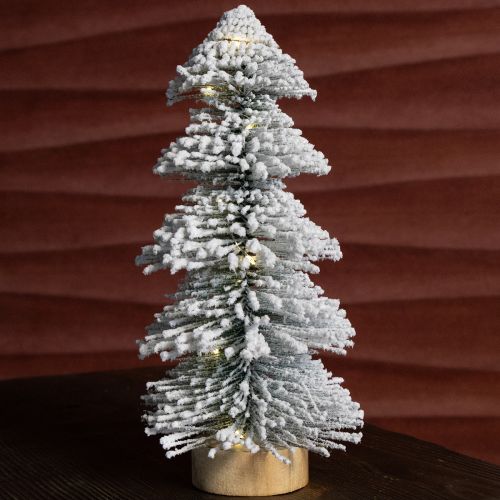 Artikel Mini juletræ med LED-belysning i gran med sne 28 cm