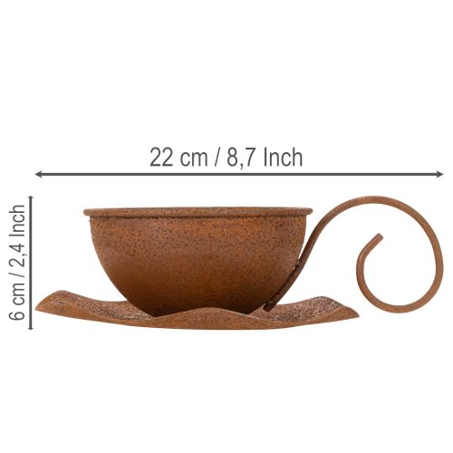 Vintage rustfarvet urtepotte og underkop, Ø17,5 cm H6 cm | Floristik24.dk