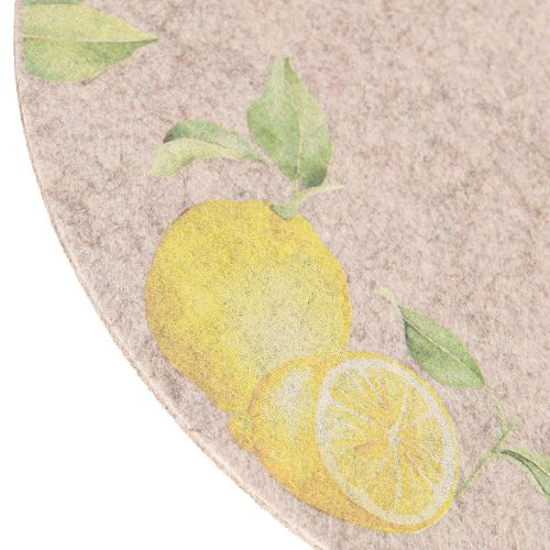 Artikel Dækkeserviet Rund Grå Filt Sommercitron 31cm 2 Stk