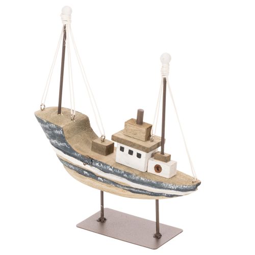 Skibsdekoration, maritim stil, træ med stativ, 20 cm købe | Floristik24.dk