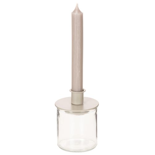 Metallysholder i mat beige, lille lysestage til keglelys, 8 cm, 3 stk. | Floristik24.dk