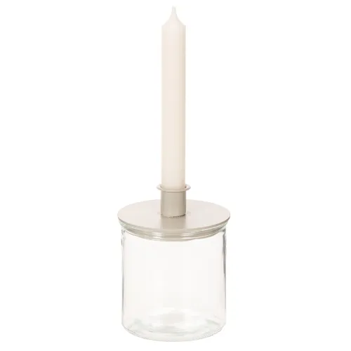 Glas fyrfadsstage, rund, klart glas, alsidig, 12 cm, 2 stk. | Floristik24.dk