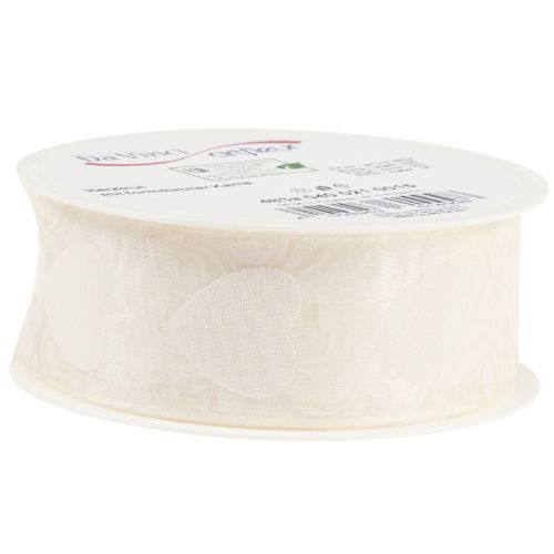 Artikel Organza bånd creme dekorative bånd hjerter 40mm 15m