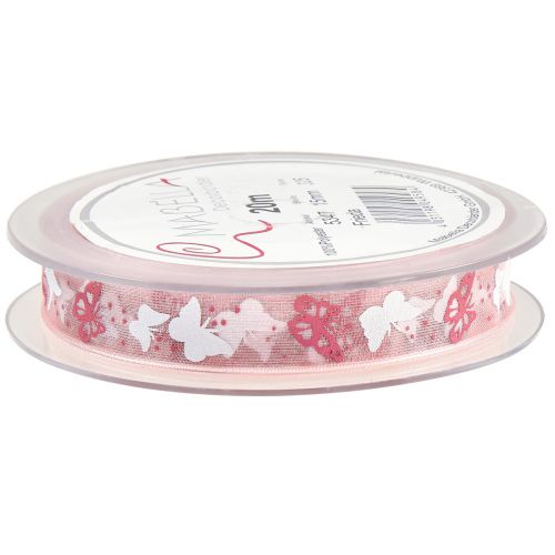 Artikel Organza bånd sommerfugle bånd pink 15mm 20m