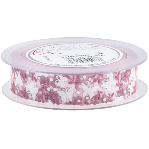 Artikel Organza bånd sommerfugl gavebånd pink 25mm 20m