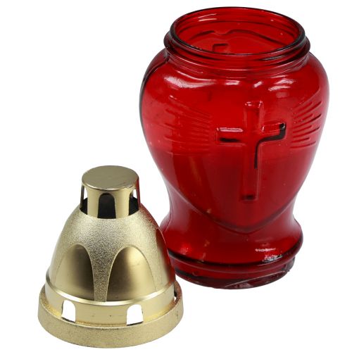 Floristik24 Gravlys glas glas hjerte rødt mindelys B8cm H16,5cm 6 stk