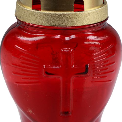Artikel Gravlys glas glas hjerte rødt mindelys B8cm H16,5cm 6stk