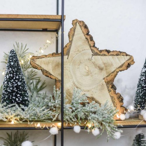 Artikel Bakke lavet af træskive, jul, træ dekorationsstjerne, naturtræ Ø20cm
