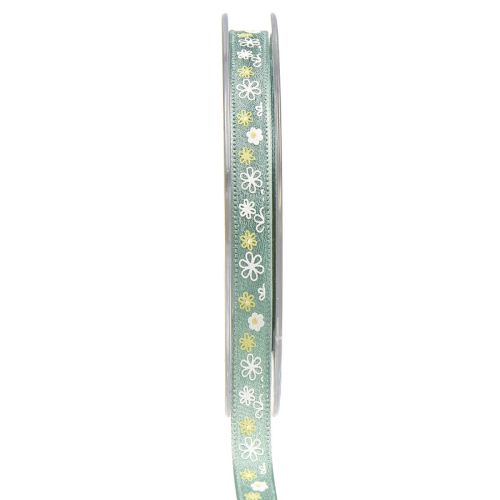 Floristik24 Gavebånd blomster dekorative bånd grønt bånd 10mm 15m