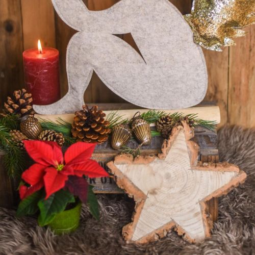 Artikel Træbakke til advent, stjerneformet træskive, jul, stjernedekoration naturtræ Ø29cm