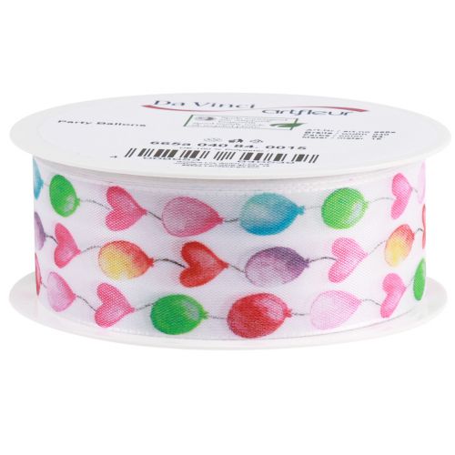 Artikel Gavebånd farverige balloner fødselsdagsdekoration 40mm 15m