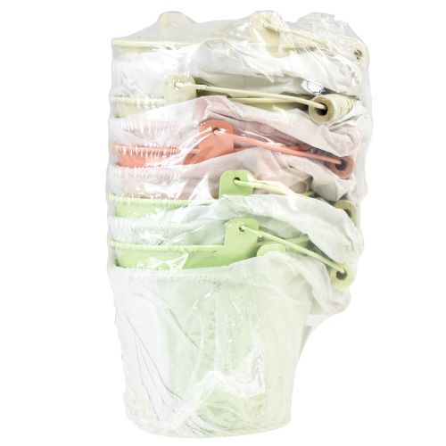 Artikel Spand med hank plantekasse pastel metal Ø10cm H8cm 10 stk
