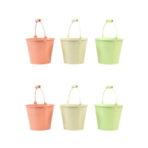 Artikel Spand med hank plantekasse metal pastel Ø14cm H12cm 6 stk