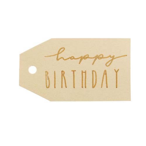 Artikel Gavemærker trykt papir Happy Birthday 4×7cm 24 stk