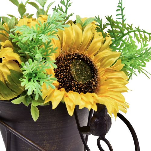 Floristik24 Solsikke kunstigt blomsterarrangement trillebør 30cm