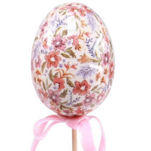 Floristik24 Blomsterprop påskeæg på pind med motiver 4×5,5cm 6 stk