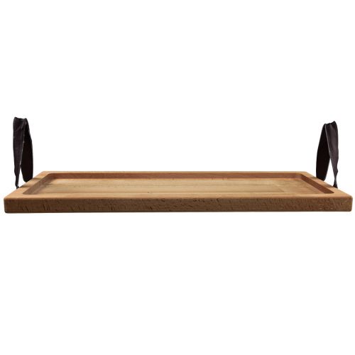 Artikel Dekorativ bakke, aflang træbakke med bøgegreb 50×19,5cm