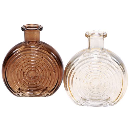 Glasvaser retro minivaser glas brun beige H13,5cm 2stk