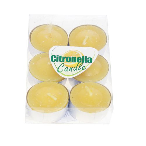 Duftlys citronella lys, citronella fyrfadslys Ø3,5 cm H1,5 cm 6 stk.