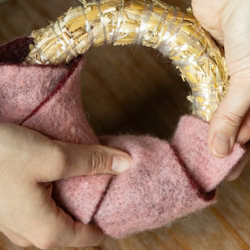 Artikel Filtbånd tofarvet pottebånd uldfiltbånd pink rød 7,5 cm 5 m