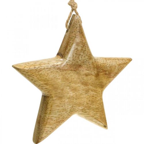 Artikel Adventsdekoration, stjerne af træ, juledekoration stjerne H9cm 3 stk