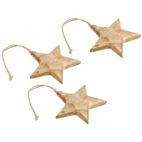 Artikel Adventsdekoration, stjerne af træ, juledekoration stjerne H9cm 3 stk