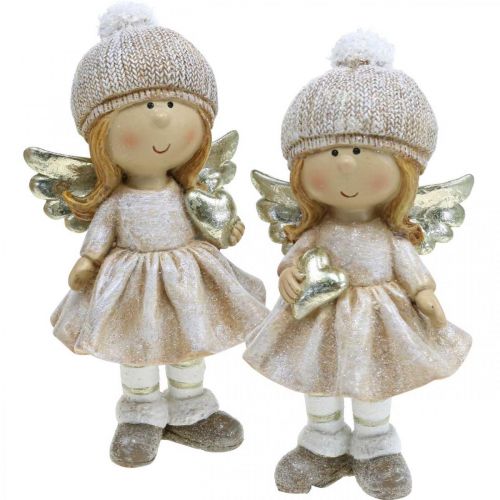 Floristik24 Adventsdekoration juleengel, engle hjertefigur H16,5cm 2stk