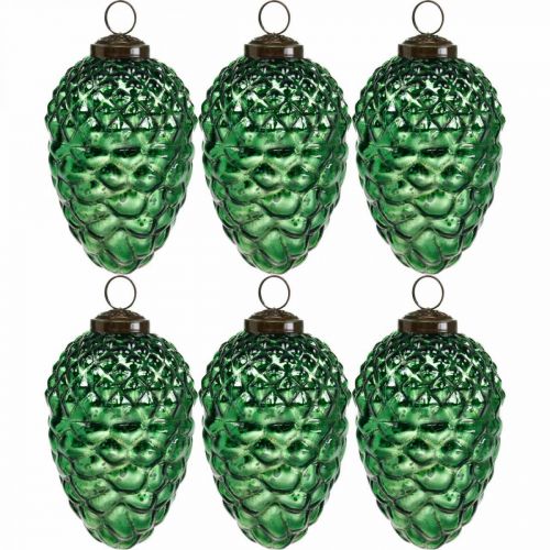 Floristik24 Adventsdekoration, dekorative kegler, efterårsfrugter ægte glas, antikt look Ø7cm H11,5cm 6stk