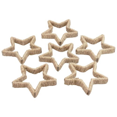 Floristik24 Adventsdekoration juledekoration stjerne dekorativ stjerne jute 13,5cm 6 stk