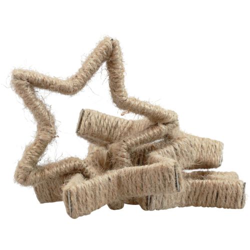 Floristik24 Adventsdekoration juledekoration stjerne dekorativ stjerne jute 13,5cm 6 stk