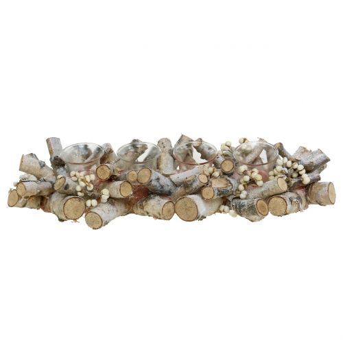 Floristik24 Stearinlys med naturlige birkegrener, glimmer 48 cm