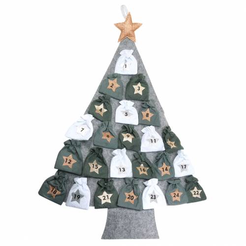 Floristik24 Adventskalender juletræ med pose filt grå, hvid 120 × 80 cm