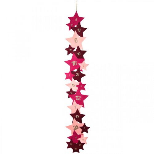 Floristik24 Adventskalender til at fylde dig selv følte stjerner lyserød, rød H2m