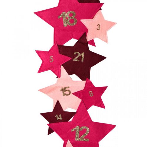 Floristik24 Adventskalender til at fylde dig selv følte stjerner lyserød, rød H2m