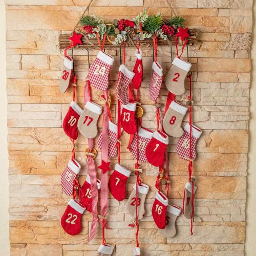 Artikel Adventskalender til at fylde julekalender sokker røde 2m