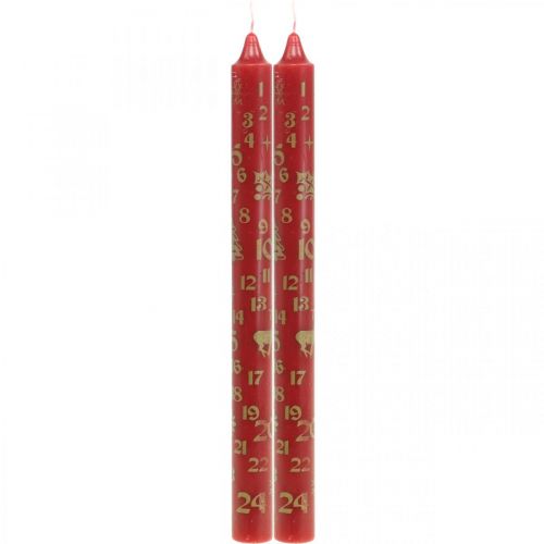 Adventskalenderlys røde julelys H25cm 2stk