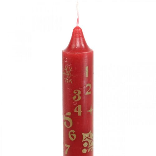 Floristik24 Adventskalenderlys røde julelys H25cm 2stk