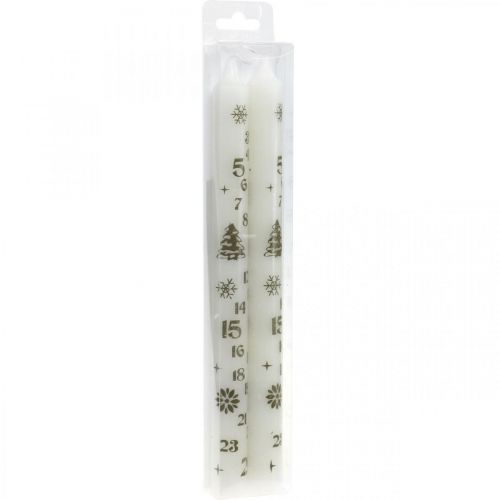 Floristik24 Adventskalenderlys hvide lys Jul H25cm 2stk