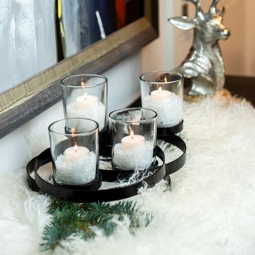 Floristik24 Advent lysestager metal rund sort 4 glas 34 × 26 × 18cm