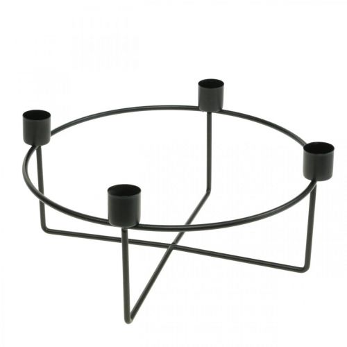 Lysestage til 4 lys sort metal H11cm Ø24,5cm