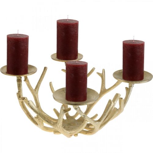 Floristik24 Adventskrans moderne metal lysestage gevir gylden Ø49cm