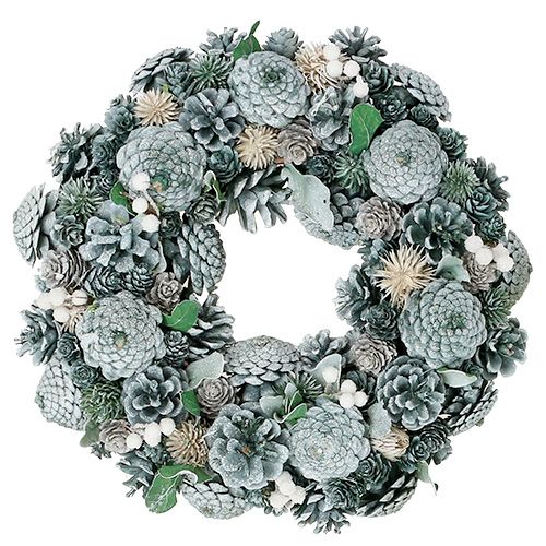 Adventkrans med kegler grøn Ø35cm | Floristik24.dk