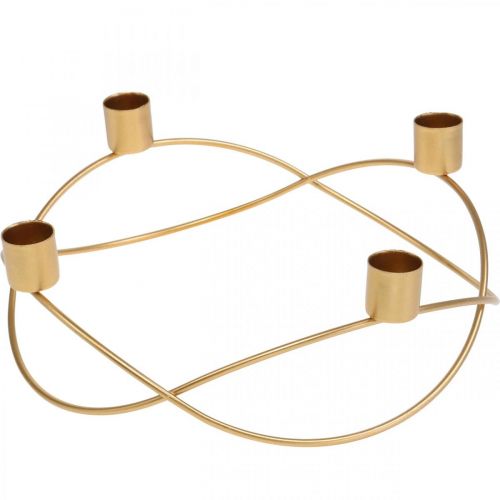 Floristik24 Lysestage guld adventskrans metal Til koniske lys Ø24cm