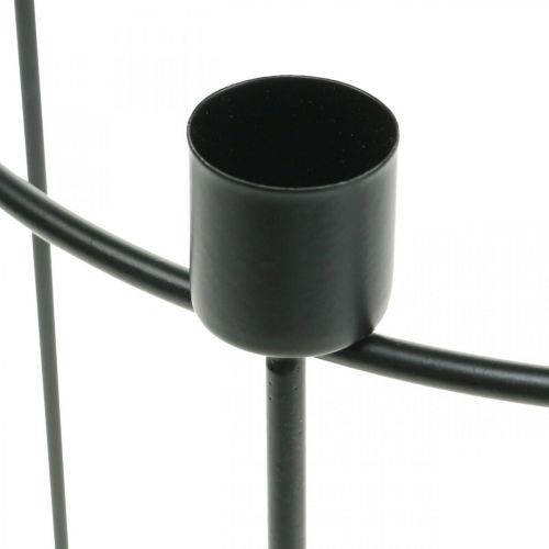 Floristik24 Lysestage til 4 koniske lys sort metal Ø25cm H23cm
