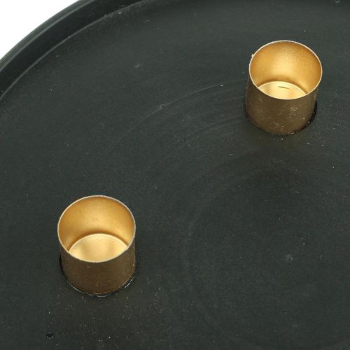 Floristik24 Lystallerken metal adventskrans sort, guld Ø24cm