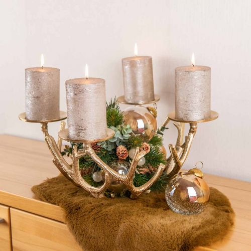 Floristik24 Adventskrans moderne metal lysestage gevir gylden Ø49cm