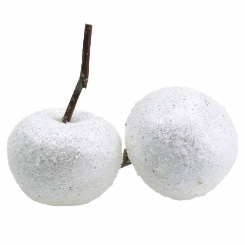 Floristik24 Dekorative æbler hvide med glimmer 5,5–6,5cm 12stk