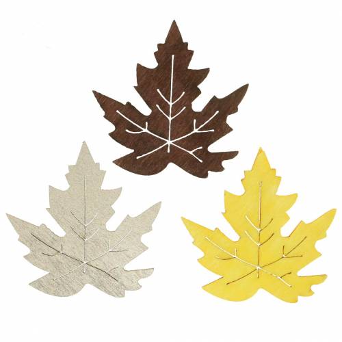 Scatter dekoration ahorn blade gul, brun, platin assorteret 4cm 72 stk