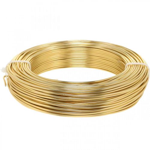 Aluminiumstråd guld Ø2mm deco wire håndværkstråd rund 500g 60m
