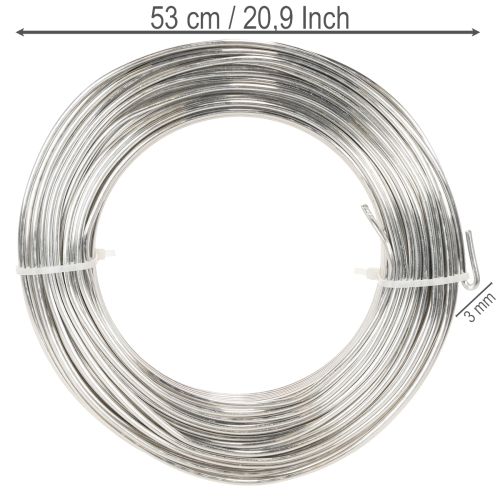 Aluminiumstråd, sølv, 3 mm, hobbytråd til kreative projekter, 1 kg | Floristik24.dk